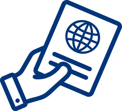 blue hand holding passport icon clip art preview