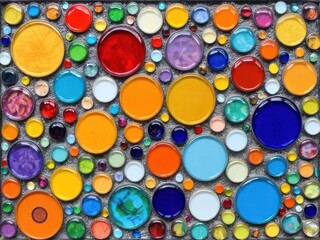 Vibrant Abstract Mosaic – Colorful Circular Orbs in Artistic Composition"

