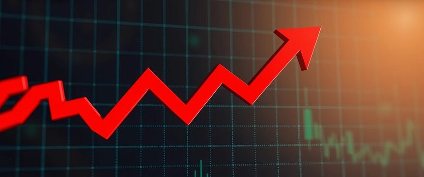 Red and green arrows on a stock market chart depicting growth and decline,  investment,  chart