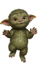 Fototapeta premium 3D Render of an Adorable Green Furry Creature isolated on transparent background, png file