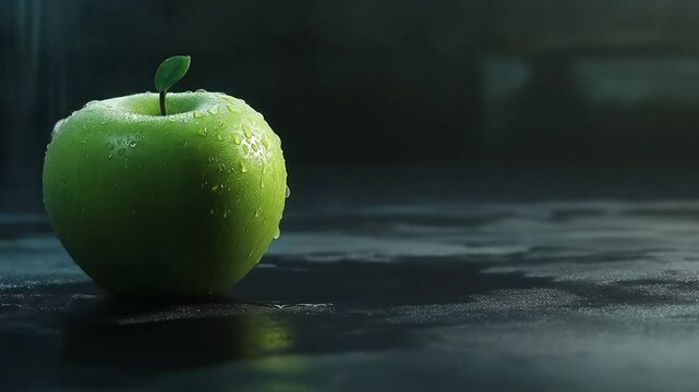 Green apple in water
