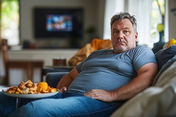 Fototapeta premium Casual Snack Time on a Cozy Leather Couch