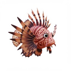 Fototapeta premium Adorable Cartoon Lionfish Illustration: Vibrant Colors and Playful Design of a Tropical Fish
