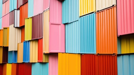 Fototapeta premium Colorful shipping containers stacked high (2)