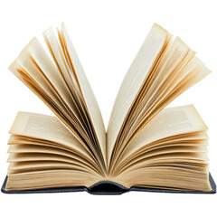 Open Book with Pages Turned, Isolated on White Background
