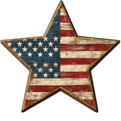 American flag star patriotic symbol usa decoration vintage wood texture isolated on transparent background 