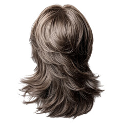 Naklejka premium Stylish Long Hair Wig on Transparent Background for Fashion Photography
