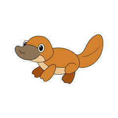 Kawaii Jumping Adorable Platypus Side View Vector Graphic