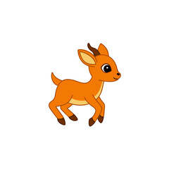 Illustration Cute Jumping Baby Antelope Side View Vector Art
