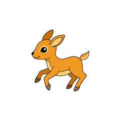 Vector Kawaii Jumping Baby Antelope Side View Illustration