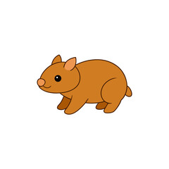 Illustration Kawaii Jumping Adorable Wombat Side View Vector