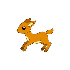 Jumping Baby Antelope Side View Vector Kawaii Illustration