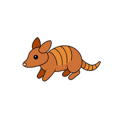 Vector Kawaii Jumping Baby Armadillo Side View Illustration