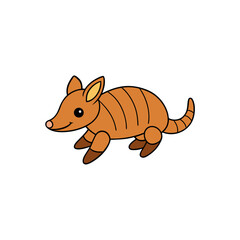 Jumping Baby Armadillo Side View Vector Kawaii Illustration