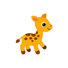 Vector Cute Jumping Baby Giraffe Side View Vector Kawaii Art