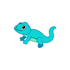 Vector Cute Jumping Baby Iguana Side View Vector Kawaii