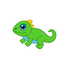 Obraz premium Jumping Baby Iguana Side View Vector Kawaii Cartoon Art