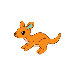 Vector Kawaii Jumping Baby Kangaroo Side View Cartoon Art