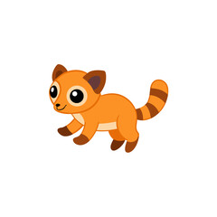 Vector Kawaii Jumping Baby Lemur Side View Cartoon Art