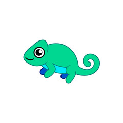 Fototapeta premium Illustration Kawaii Jumping Cute Chameleon Side View Vector Art