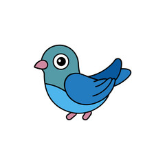 Jumping Cute Pigeon Side View Vector Kawaii Cartoon Illustration