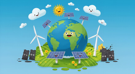 Naklejka premium From Fossil Fuels to a Greener Future