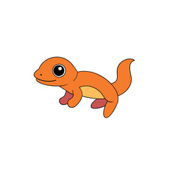 Kawaii Style Jumping Little Salamander Side View Vector