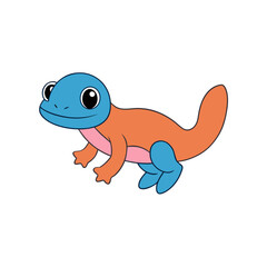 Naklejka premium Jumping Little Salamander Side View Vector Kawaii Art