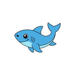 Kawaii Style Jumping Little Shark Side View Vector Graphic