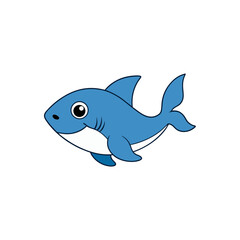 Obraz premium Vector Kawaii Jumping Little Shark Side View Illustration