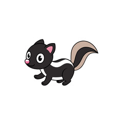 Jumping Little Skunk Side View Vector Kawaii Illustration