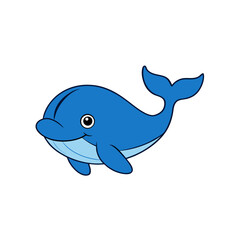 Obraz premium Side View Kawaii Whale Illustration Jumping in Adorable Cartoon Vector Art