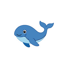 Jumping Whale Cartoon Vector in Cute Kawaii Style from Side View Perspective