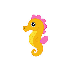 Fototapeta premium Cute Seahorse in Kawaii Vector Art Jumping Joyfully from Side View Format