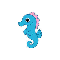 Side View of a Playful Seahorse Jumping in Cute Kawaii Style Vector Clipart