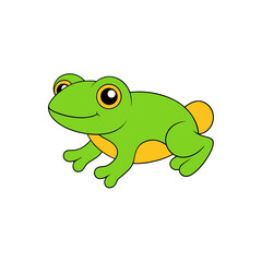 Side View of a Kawaii Tree Frog Jumping Joyfully in Cute Cartoon Vector Art