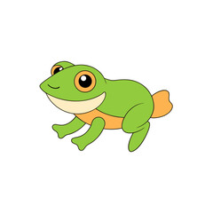 Jumping Sweet Tree Frog in Side View Vector Kawaii Style for Fun Designs