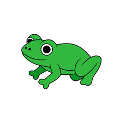Kawaii Vector Clipart of a Side View Tree Frog Happily Jumping with Style