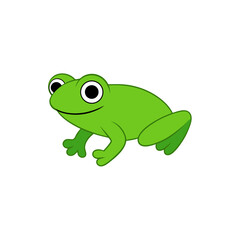Tree Frog Jumping Happily in Kawaii Cartoon Vector from Side View Perspective