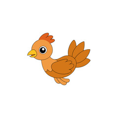 Kawaii Style Cartoon Vector of a Side View Jumping Turkey Chick Illustration
