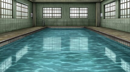 Obraz premium Indoor swimming pool with clean water and architectural details