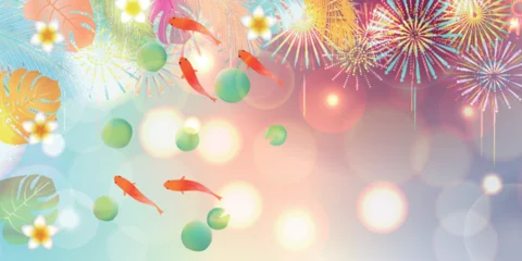  金魚　夏　水彩　和柄　背景 © J BOY