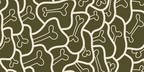 Dog Bone vector dog paw doodle Seamless pattern. Packaging paper design, pet food accessories package.