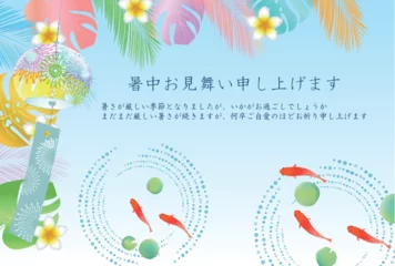  金魚　夏　水彩　和柄　背景 © J BOY