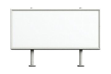 Blank white billboard supported by two cylindrical poles mockup on transparent background