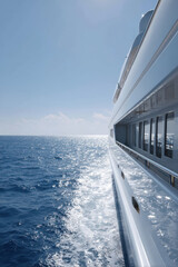 Fototapeta premium luxurious yacht featuring transparent panels glistening under sun