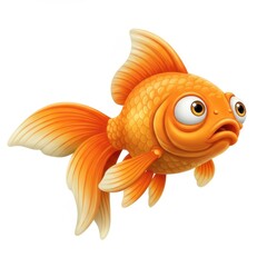 Adorable Cartoon Goldfish Illustration A Stunning Digital Painting of a Cute Goldfish with Big Eyes
