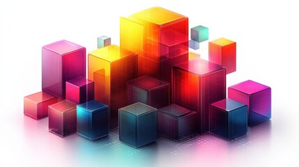 Obraz premium Colorful translucent cubes arranged artistically, creating a vibrant digital landscape