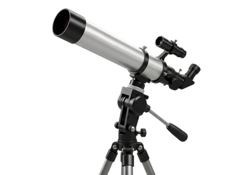A detailed scientific telescope ready for amateur astronomy research and stargazing Isolated on transparent background