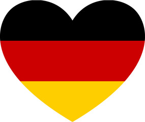German flag in the shape of a heart on a transparent background. Vector illustration. High resolution PNG file.